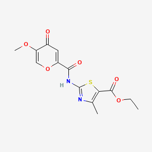 molecular formula C14H14N2O6S B14875784 ethyl 2-(5-methoxy-4-oxo-4H-pyran-2-carboxamido)-4-methylthiazole-5-carboxylate 