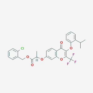 molecular formula C29H24ClF3O6 B14875788 2-chlorobenzyl 2-((3-(2-isopropylphenoxy)-4-oxo-2-(trifluoromethyl)-4H-chromen-7-yl)oxy)propanoate 