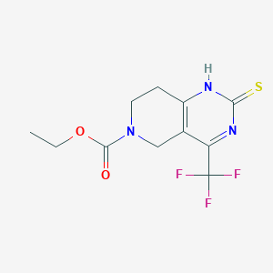 molecular formula C11H12F3N3O2S B14875825 6-Ethoxycarbonyl-5,6,7,8-tetrahydro-2-mercapto-4-(trifluoromethyl)pyrido-[4,3-D]-pyrimidine 