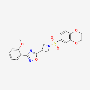 5-(1-((2,3-Dihydrobenzo[b][1,4]dioxin-6-yl)sulfonyl)azetidin-3-yl)-3-(2-methoxyphenyl)-1,2,4-oxadiazole