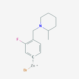 molecular formula C13H17BrFNZn B14875957 3-Fluoro-4-[(2-methyl-1-piperidino)methyl]phenylZinc bromide 