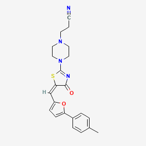 molecular formula C22H22N4O2S B14875968 3-{4-[(5E)-5-{[5-(4-methylphenyl)furan-2-yl]methylidene}-4-oxo-4,5-dihydro-1,3-thiazol-2-yl]piperazin-1-yl}propanenitrile 