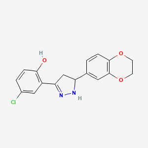 4-chloro-2-[5-(2,3-dihydro-1,4-benzodioxin-6-yl)-4,5-dihydro-1H-pyrazol-3-yl]phenol