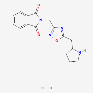 molecular formula C16H17ClN4O3 B14876043 2-((5-(Pyrrolidin-2-ylmethyl)-1,2,4-oxadiazol-3-yl)methyl)isoindoline-1,3-dione hydrochloride 