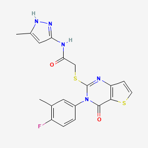 2-((3-(4-fluoro-3-methylphenyl)-4-oxo-3,4-dihydrothieno[3,2-d]pyrimidin-2-yl)thio)-N-(3-methyl-1H-pyrazol-5-yl)acetamide