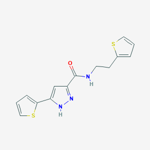 molecular formula C14H13N3OS2 B14876095 5-(thiophen-2-yl)-N-(2-(thiophen-2-yl)ethyl)-1H-pyrazole-3-carboxamide 