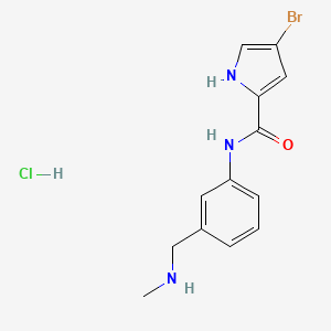 molecular formula C13H15BrClN3O B1487613 4-bromo-N-{3-[(methylamino)methyl]phenyl}-1H-pyrrole-2-carboxamide hydrochloride CAS No. 1251925-29-7