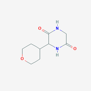 molecular formula C9H14N2O3 B14876134 3-(tetrahydro-2H-pyran-4-yl)piperazine-2,5-dione 