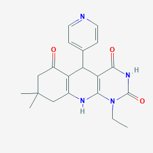 1-ethyl-8,8-dimethyl-5-(pyridin-4-yl)-5,8,9,10-tetrahydropyrimido[4,5-b]quinoline-2,4,6(1H,3H,7H)-trione