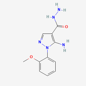 molecular formula C11H13N5O2 B14876169 5-Amino-1-(2-methoxyphenyl)-1H-pyrazole-4-carbohydrazide 