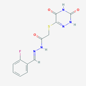 2-[(3,5-dioxo-2,3,4,5-tetrahydro-1,2,4-triazin-6-yl)sulfanyl]-N'-[(E)-(2-fluorophenyl)methylidene]acetohydrazide