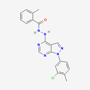 molecular formula C20H17ClN6O B14876284 N'-(1-(3-chloro-4-methylphenyl)-1H-pyrazolo[3,4-d]pyrimidin-4-yl)-2-methylbenzohydrazide 