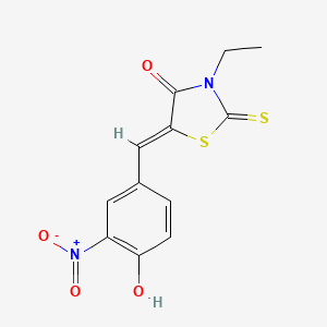 molecular formula C12H10N2O4S2 B14876286 3-Ethyl-5-((4-hydroxy-3-nitrophenyl)methylene)-2-thioxo-1,3-thiazolidin-4-one 