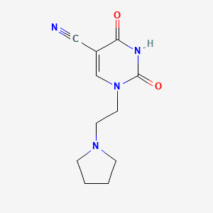 molecular formula C11H14N4O2 B14876363 2,4-Dioxo-1-(2-(pyrrolidin-1-yl)ethyl)-1,2,3,4-tetrahydropyrimidine-5-carbonitrile 