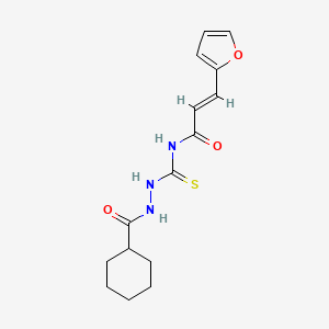 (E)-N-(2-(cyclohexanecarbonyl)hydrazinecarbonothioyl)-3-(furan-2-yl)acrylamide