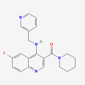 molecular formula C21H21FN4O B14876722 (6-Fluoro-4-((pyridin-3-ylmethyl)amino)quinolin-3-yl)(piperidin-1-yl)methanone 