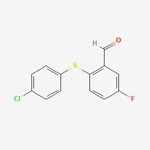 molecular formula C13H8ClFOS B1487674 2-[(4-氯苯基)硫基]-5-氟苯甲醛 CAS No. 710960-13-7