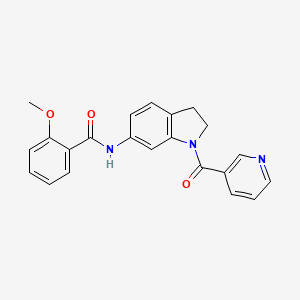 molecular formula C22H19N3O3 B14876791 2-methoxy-N-(1-nicotinoylindolin-6-yl)benzamide 