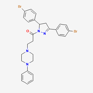 molecular formula C28H28Br2N4O B14876884 1-(3,5-bis(4-bromophenyl)-4,5-dihydro-1H-pyrazol-1-yl)-3-(4-phenylpiperazin-1-yl)propan-1-one 