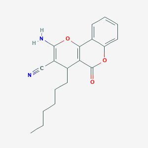 2-Amino-4-hexyl-5-oxo-4H,5H-pyrano[3,2-c]chromene-3-carbonitrile