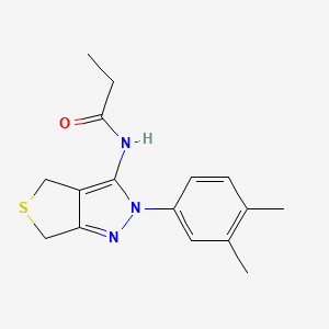 molecular formula C16H19N3OS B14876955 N-[2-(3,4-dimethylphenyl)-2,6-dihydro-4H-thieno[3,4-c]pyrazol-3-yl]propanamide 