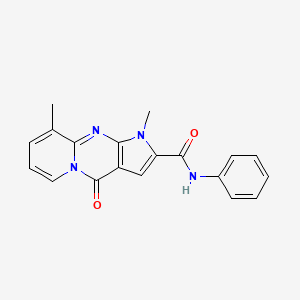 molecular formula C19H16N4O2 B14876980 1,9-dimethyl-4-oxo-N-phenyl-1,4-dihydropyrido[1,2-a]pyrrolo[2,3-d]pyrimidine-2-carboxamide 