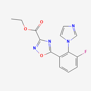 molecular formula C14H11FN4O3 B1487699 5-[3-氟-2-(1H-咪唑-1-基)苯基]-1,2,4-恶二唑-3-羧酸乙酯 CAS No. 1333915-48-2