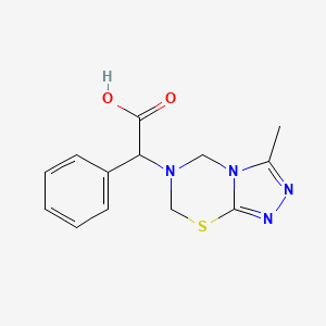 molecular formula C13H14N4O2S B14877093 2-(3-methyl-5H-[1,2,4]triazolo[3,4-b][1,3,5]thiadiazin-6(7H)-yl)-2-phenylacetic acid 