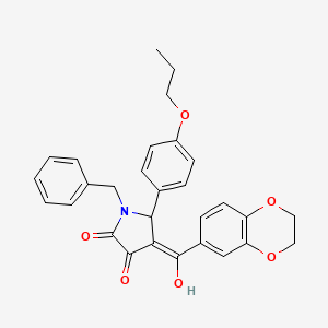 1-benzyl-4-(2,3-dihydrobenzo[b][1,4]dioxine-6-carbonyl)-3-hydroxy-5-(4-propoxyphenyl)-1H-pyrrol-2(5H)-one