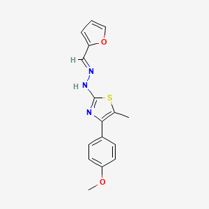 (E)-2-((E)-(furan-2-ylmethylene)hydrazono)-4-(4-methoxyphenyl)-5-methyl-2,3-dihydrothiazole