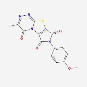 4-(4-methoxyphenyl)-11-methyl-7-thia-1,4,9,10-tetrazatricyclo[6.4.0.02,6]dodeca-2(6),8,10-triene-3,5,12-trione