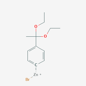 molecular formula C12H17BrO2Zn B14877492 4-(1,1-Diethoxyethyl)phenylZinc bromide 