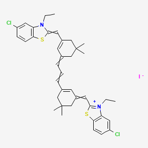 5-chloro-2-((E)-(3-((1E,3E)-3-(3-((Z)-(5-chloro-3-ethylbenzo[d]thiazol-2(3H)-ylidene)methyl)-5,5-dimethylcyclohex-2-en-1-ylidene)prop-1-en-1-yl)-5,5-dimethylcyclohex-2-en-1-ylidene)methyl)-3-ethylbenzo[d]thiazol-3-ium iodide