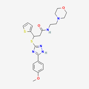 molecular formula C22H27N5O3S2 B14877740 3-((3-(4-methoxyphenyl)-1H-1,2,4-triazol-5-yl)thio)-N-(2-morpholinoethyl)-3-(thiophen-2-yl)propanamide 