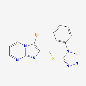 molecular formula C15H11BrN6S B14877769 3-bromo-2-{[(4-phenyl-4H-1,2,4-triazol-3-yl)sulfanyl]methyl}imidazo[1,2-a]pyrimidine 