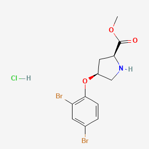 molecular formula C12H14Br2ClNO3 B1487786 Methyl (2S,4S)-4-(2,4-dibromophenoxy)-2-pyrrolidinecarboxylate hydrochloride CAS No. 1354487-21-0