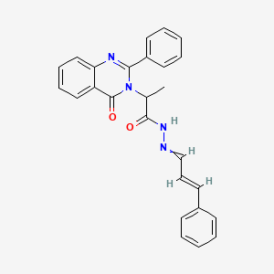 molecular formula C26H22N4O2 B14877868 2-(4-oxo-2-phenylquinazolin-3(4H)-yl)-N'-((E)-3-phenylallylidene)propanehydrazide 