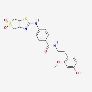 N-[2-(2,4-dimethoxyphenyl)ethyl]-4-[(5,5-dioxido-3a,4,6,6a-tetrahydrothieno[3,4-d][1,3]thiazol-2-yl)amino]benzamide