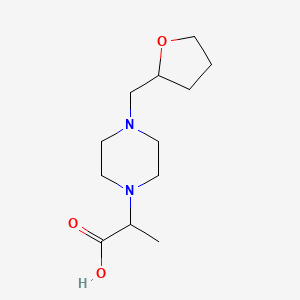 molecular formula C12H22N2O3 B1487792 2-{4-[(Oxolan-2-yl)methyl]piperazin-1-yl}propanoic acid CAS No. 1270607-73-2