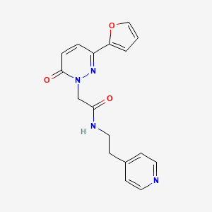 molecular formula C17H16N4O3 B14878002 2-(3-(furan-2-yl)-6-oxopyridazin-1(6H)-yl)-N-(2-(pyridin-4-yl)ethyl)acetamide 