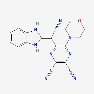 molecular formula C19H14N8O B14878104 5-((1H-benzo[d]imidazol-2(3H)-ylidene)(cyano)methyl)-6-morpholinopyrazine-2,3-dicarbonitrile 