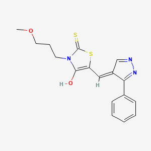 (Z)-3-(3-methoxypropyl)-5-((3-phenyl-1H-pyrazol-4-yl)methylene)-2-thioxothiazolidin-4-one