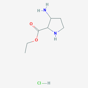 molecular formula C7H15ClN2O2 B1487819 Ethyl 3-aminopyrrolidine-2-carboxylate hydrochloride CAS No. 1253789-09-1