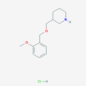 molecular formula C14H22ClNO2 B1487823 3-{[(2-Methoxybenzyl)oxy]methyl}piperidine hydrochloride CAS No. 1220036-97-4