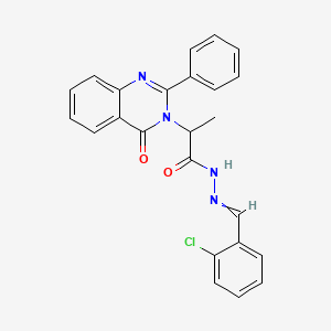 molecular formula C24H19ClN4O2 B14878275 N'-(2-chlorobenzylidene)-2-(4-oxo-2-phenylquinazolin-3(4H)-yl)propanehydrazide 