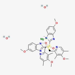 molecular formula C34H40MgN6O8S2 B14878290 magnesium;5-methoxy-2-[(S)-(4-methoxy-3,5-dimethylpyridin-2-yl)methylsulfinyl]benzimidazol-1-ide;5-methoxy-2-[(R)-(4-methoxy-3,5-dimethylpyridin-2-yl)methylsulfinyl]benzimidazol-1-ide;dihydrate 