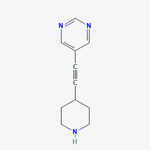 molecular formula C11H13N3 B14878305 5-(Piperidin-4-ylethynyl)pyrimidine 