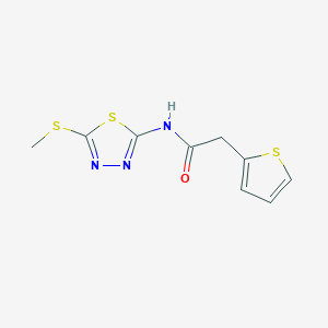 molecular formula C9H9N3OS3 B14878322 N-(5-(methylthio)-1,3,4-thiadiazol-2-yl)-2-(thiophen-2-yl)acetamide 