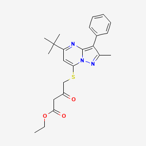 Ethyl 4-((5-(tert-butyl)-2-methyl-3-phenylpyrazolo[1,5-a]pyrimidin-7-yl)thio)-3-oxobutanoate