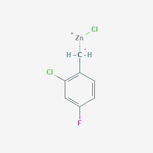 molecular formula C7H5Cl2FZn B14878505 2-Chloro-4-fluorobenZylZinc chloride 